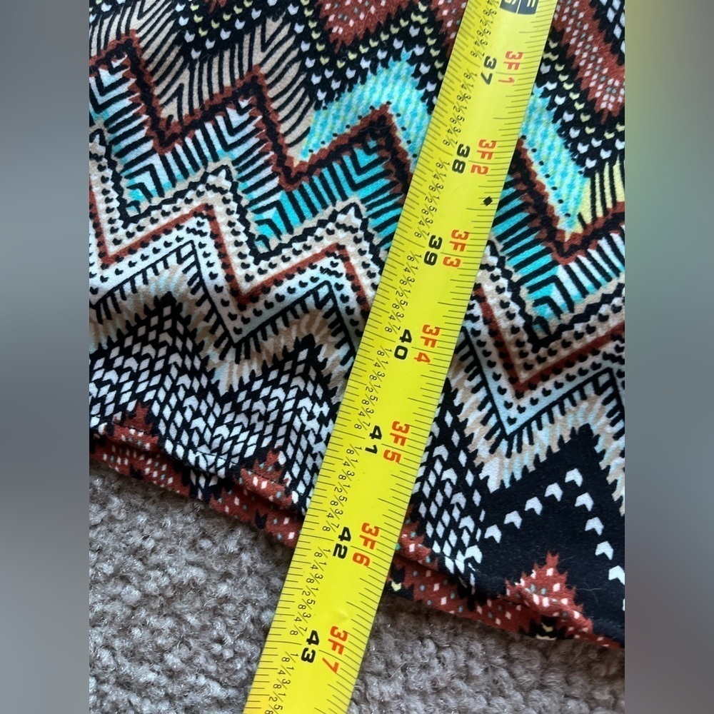 Women’s Brown Blue Bohemian Zig Zag Stretchy Comfy Fall Maxi Dress Medium - Picture 3 of 8